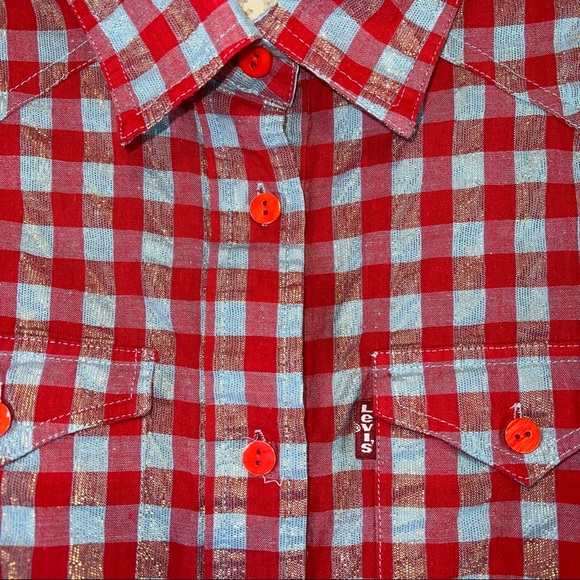 Levi's Women's 3/4 Length Sleeves Plaid Button Down Shirt - Picture 2 of 9